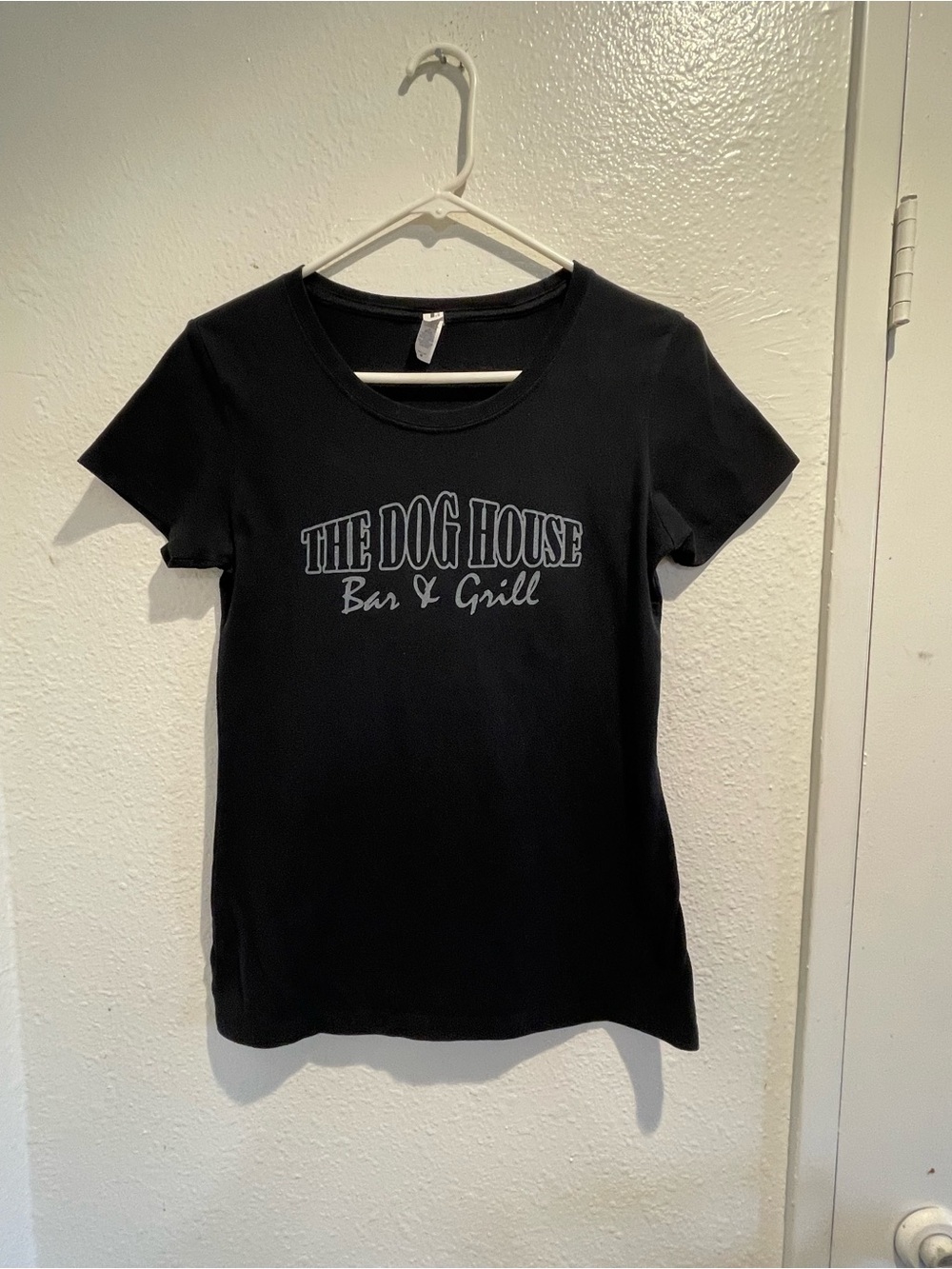 Next Level The Dog House Bar & Grill Graphic Tee Bulldog Black Women M